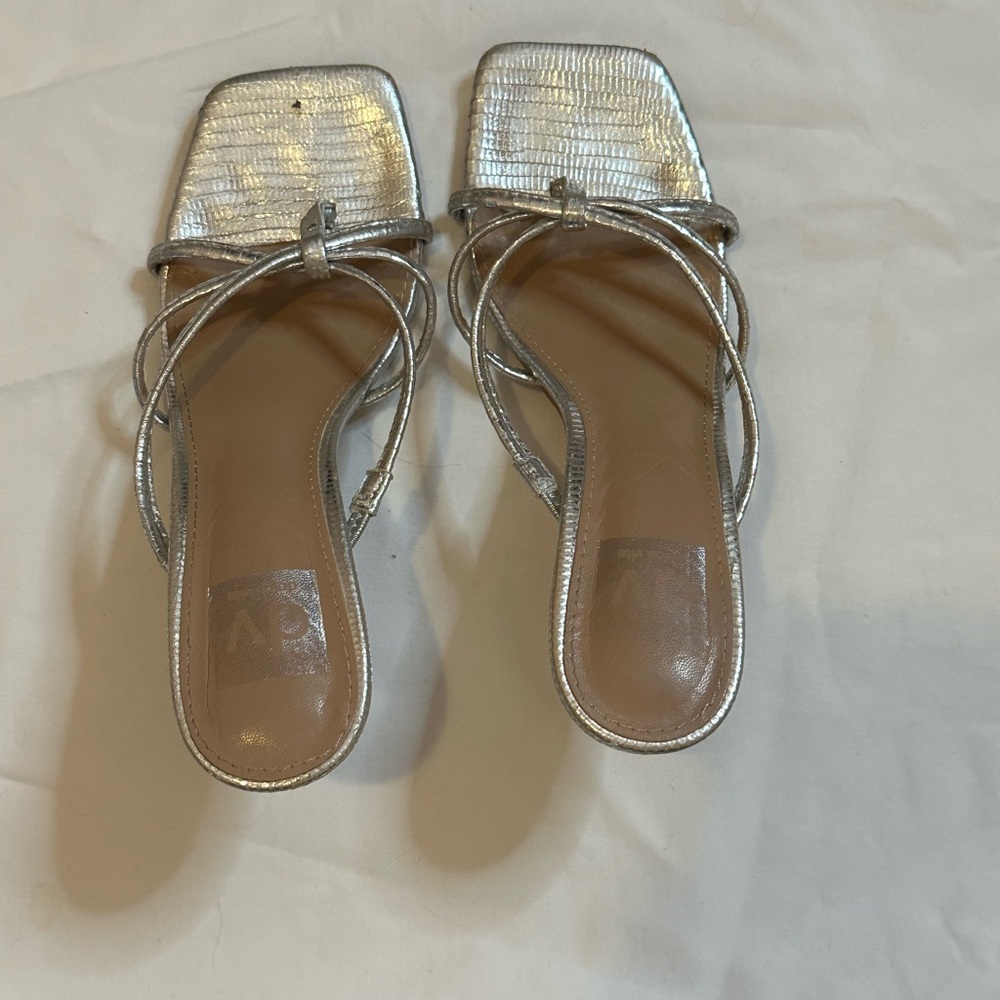 Dolce Vita Silver Sandals Slip-On Metallic